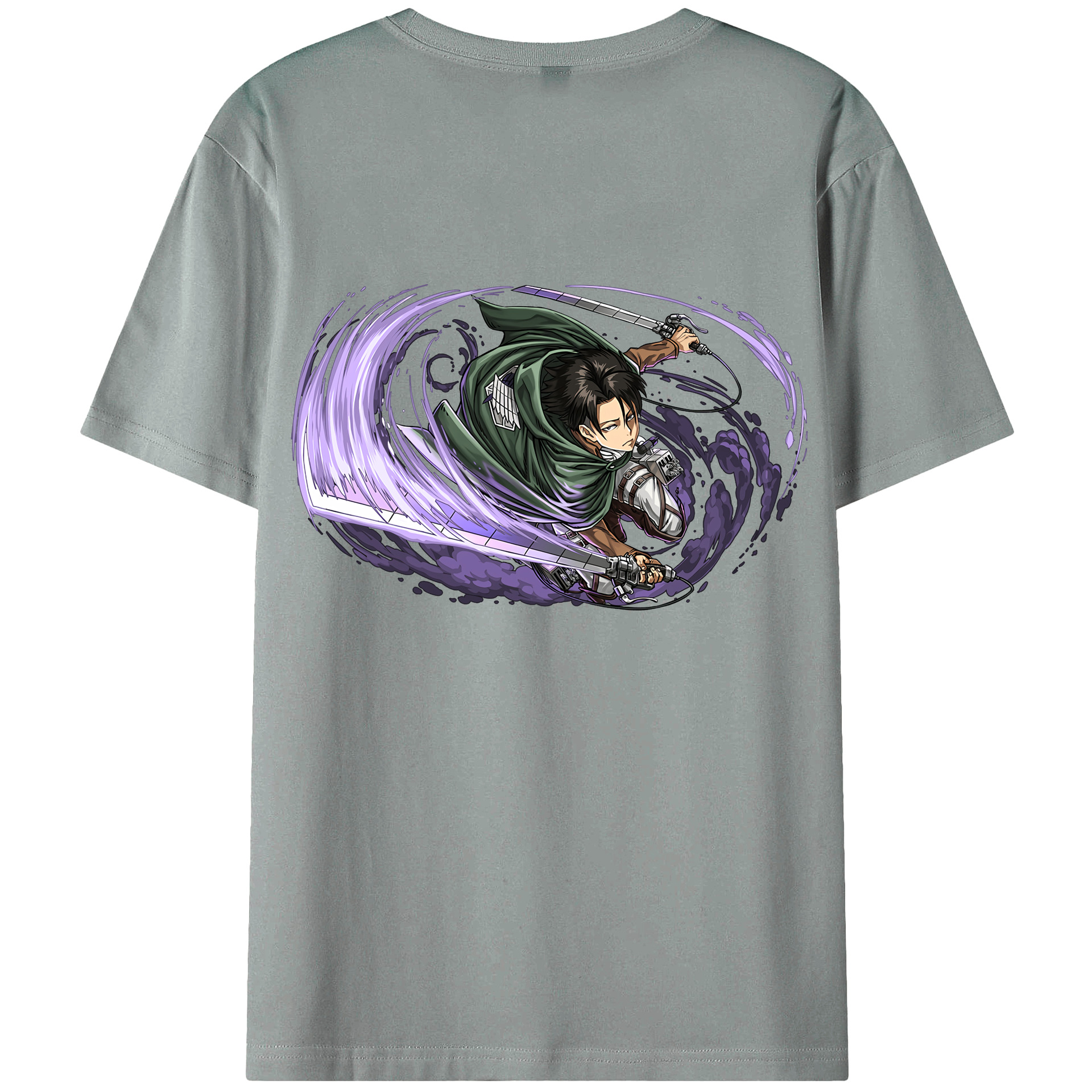 （画像用） 進撃の巨人 リヴァイ·アッカーマン Attack on Titan Levi Ackerman 綿100％ メンズ半袖Tシャツ（バックプリント） 通気性